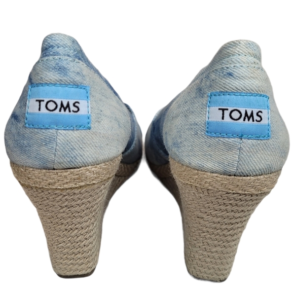 TOMS TDENM Wedges Tie Dyed Denim Espadrille - Picture 3 of 9